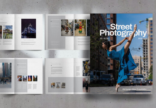 Blue And Gray Street Photography Book Brochure Layout