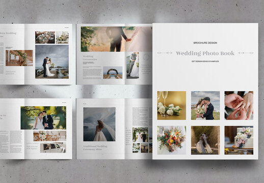 Sophisticated Gray Wedding PhotoBook Album Brochure Layout