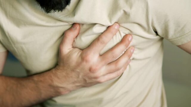 Patient Feeling Sudden Sharp Pain In Thorax. Cardiovascular Disease and Healthcare Emergency