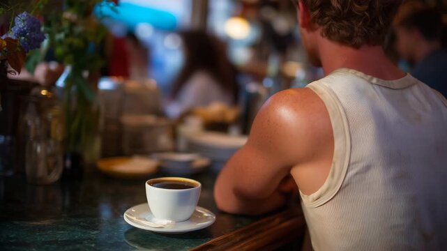 107Local flavor during a daily coffee ritual, same seat, same cup, unspoken routine