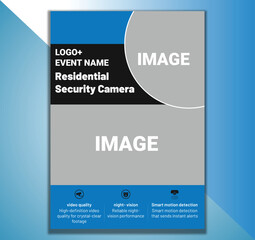 Fototapeta premium Residential security camera flyer template vector
