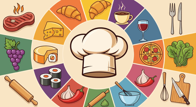 Chef hat icon food culinary symbol.