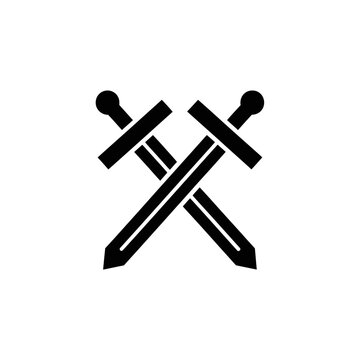 Crossed swords symbol icon logo.