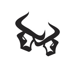 Fototapeta premium Abstract Tribal Bull Heads Logo Design Vector Illustration
