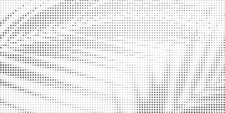 Black Plus Sign Halftone Pattern Gradient White Background, Black Cross Halftone Texture Minimal Abstract Background