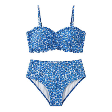 Blue floral bikini on transparent background