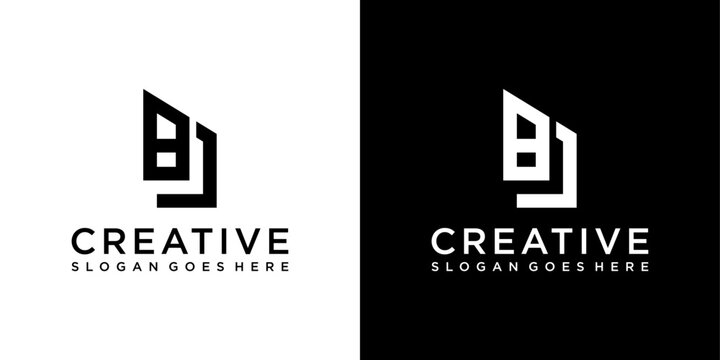 BJ or JB initial letter logo design vector