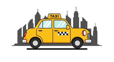 Yellow Taxi Cab Side View Illustration. © wulan