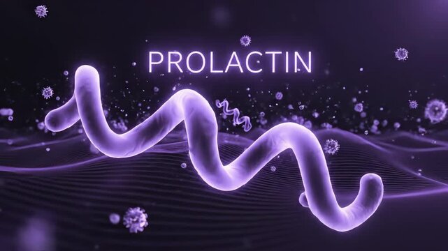 3D illustration of a prolactin molecule, a hormone involved in various bodily functions and reproduction