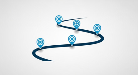 Roadmap with Location Pins - Strategic Planning and Navigation Concept. © Jibril