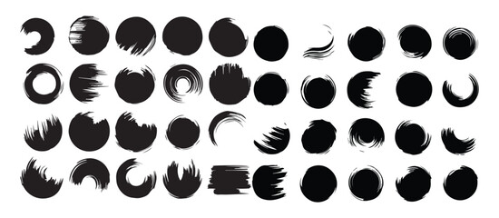 Fototapeta premium Collection of black brush stroke shapes and patterns