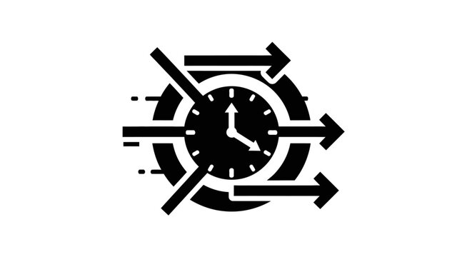 Black clock with arrows around it.