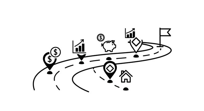 Business and finance road map icons.