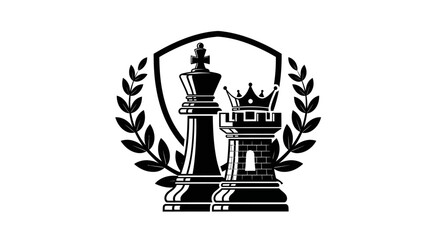 chess pieces king and rook icon. © yanto