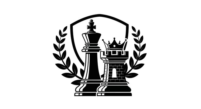 chess pieces king and rook icon.