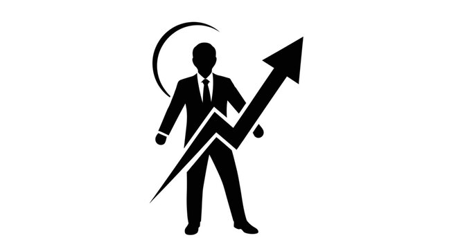 Businessman with growing graph arrow.
