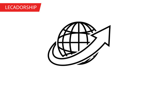 Globe with Arrow Moving Forward.
