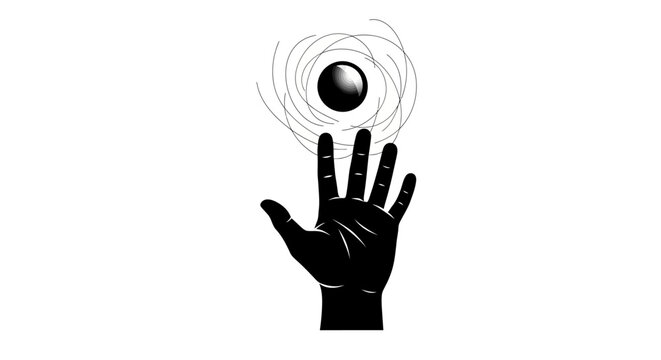 Hand with a magic floating sphere.