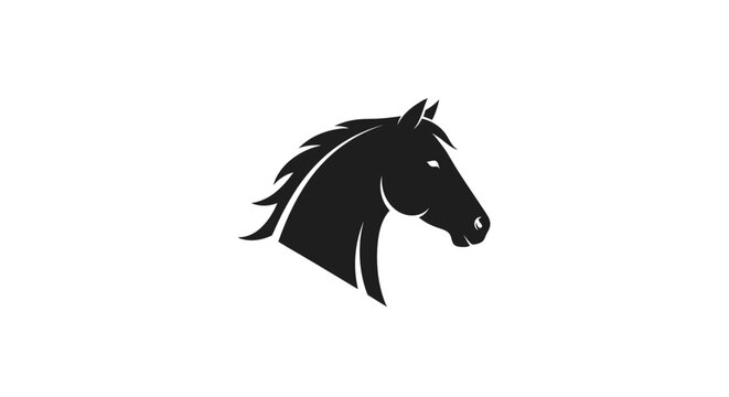 Black Horse Head Silhouette Profile View.