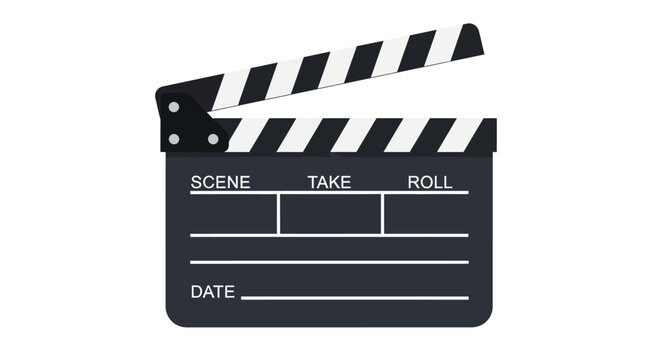 Black movie clapper board closeup.