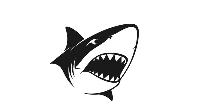 Black shark head with sharp teeth.