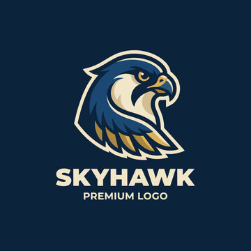 The Skyhawk logo illustrates a powerful bird of prey, combining sharp lines and a dynamic design, symbolizing strength, agility, and premium branding for various uses.