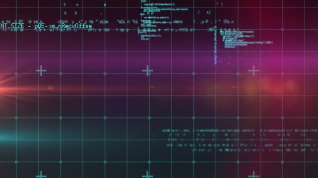 Animation of data processing and screen on black background