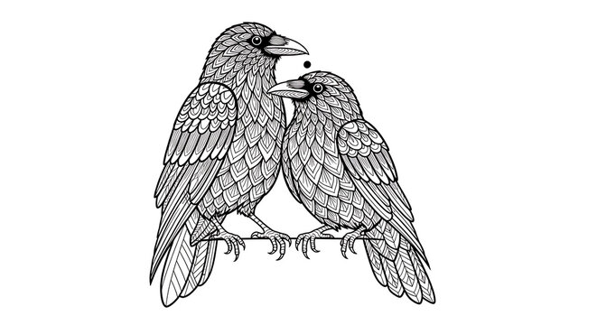 Set of 2 parrots illustration vector