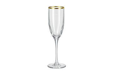 Obraz premium Elegant champagne flute with gold rim on transparent background
