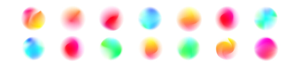 Abstract gradient circle with noise texture and watercolor blur mesh. Colors blend gently on transparent background surface. Light glow creates airy floating effect. © Little Monster 2070