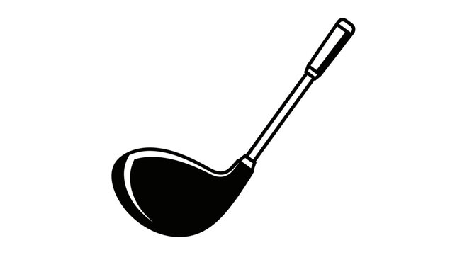 Black Golf Club Icon - Simple Silhouette of a Golf Driver