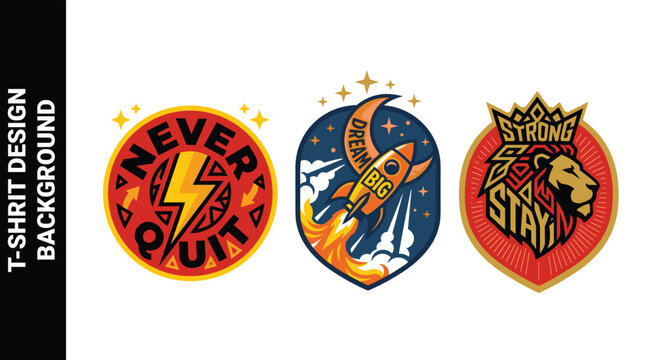 Set of motivational emblem designs with never quit dream big and stay strong