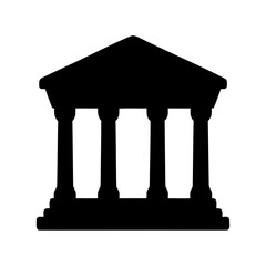Obraz premium Iconic silhouette of a classical building with columns, symbolizing justice or finance Vector, illustration