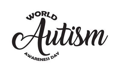 Fototapeta premium Autism Awareness Day Handwritten Typography. Stylish handwritten typography spelling autism with World Autism Awareness Day text, symbolizing support, inclusion, and global awareness initiatives.