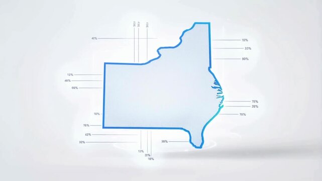 Clean minimal animation of a single state map outline appearing and glowing, smooth lines drawing the border
