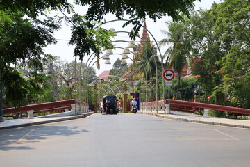 Naklejka premium Siem reap city in Cambodia downtown daytime