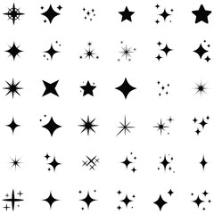 Fototapeta premium collection of black starburst shapes and sparkles