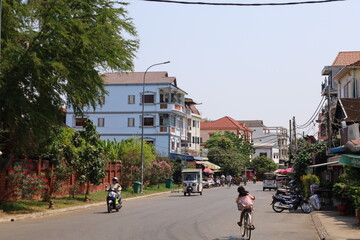 Naklejka premium Siem reap city in Cambodia downtown daytime