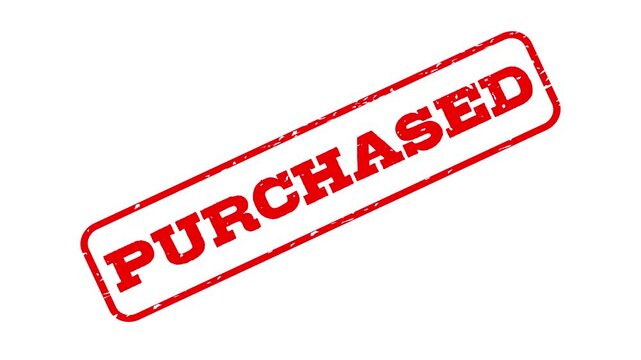 Animated purchased stamp mark in red isolated on green screen background for validation concepts