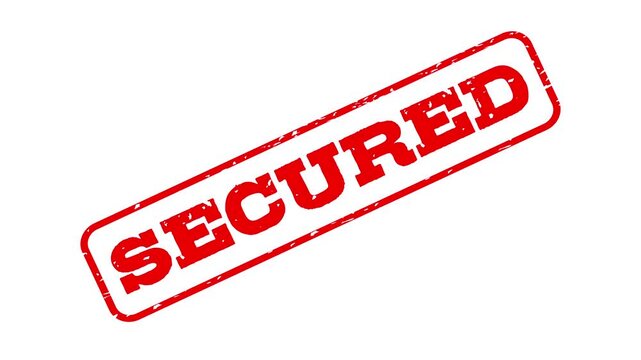 Animated secured stamp mark in red on green screen background for validation concepts