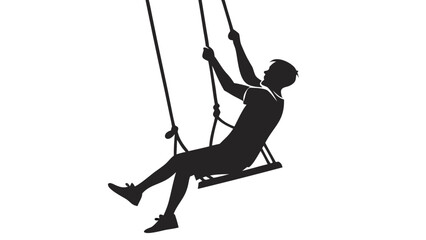 Fototapeta premium Black Silhouette Vector of a Trapeze Artist on a Swing Bar