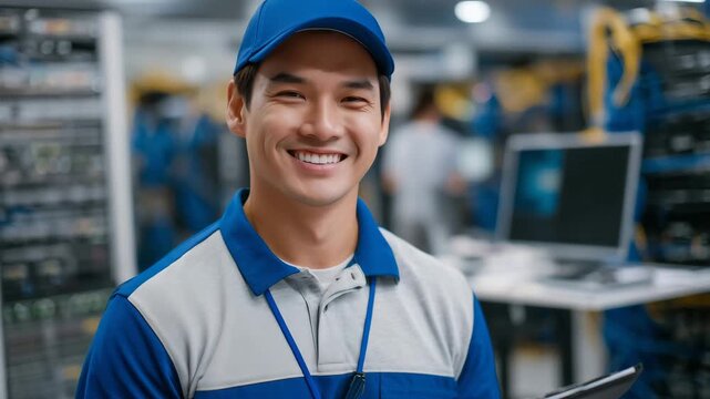 A technical support specialist providing on-site assistance, examining fiber optic cables with specialized tools, technical documentation on nearby desk, team collaboration implied