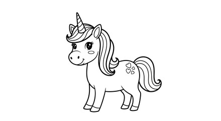 Fototapeta premium Cute Cartoon Unicorn Coloring Page for Kids