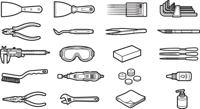 A collection of repair tools, highlighting tools for work and construction, with precision and functionality, conveying a sense of practicality and usefulness.