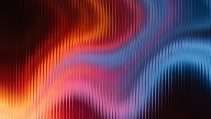 Fotobehang Kunst Vibrant abstract image with colorful wavy patterns and vertical lines  © CreativeArtnest