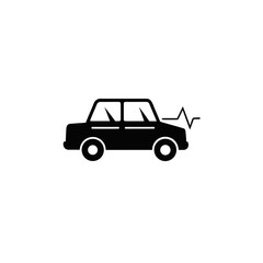 Fototapeta premium Black car with a heartbeat line coming out on transparent background silhouette