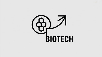 Fototapeta premium Biotech logo with hexagons and arrow pointing up biotechnology concept
