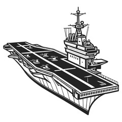 Black and white of an aircraft carrier ship naval military © mukul