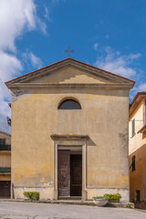 Fototapeta premium The facade of the ancient church of the Company or of the Annunciation in Terricciola, Pisa, Italy