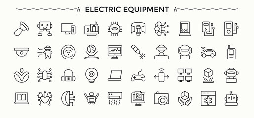 Electric Vehicle line icon set. Minimalist icons pack. Renewable icon set. Containing hybrid, electrical, automobile, car, transport and more.